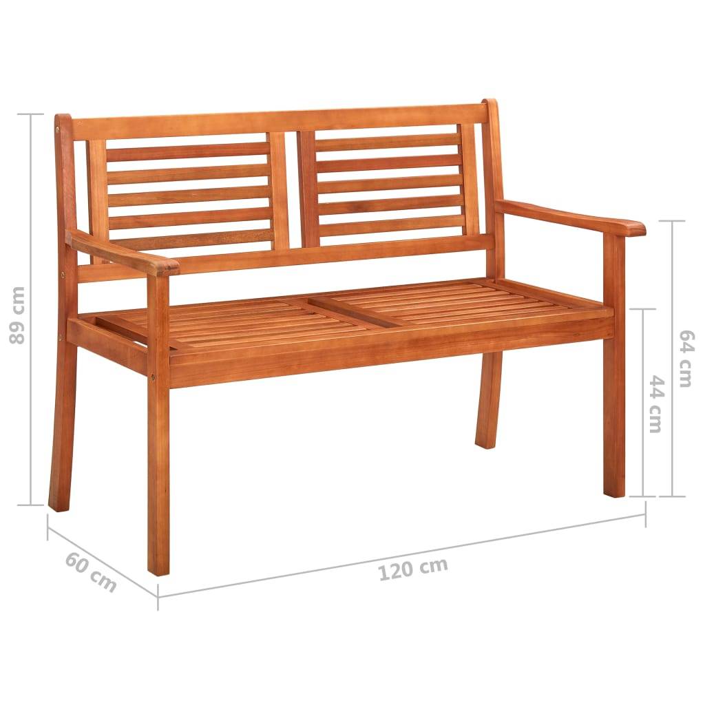 Banc de jardin 2 places - Banc d'extérieur - Banquette avec coussin 120 cm Bois d'eucalyptus-JU11518 - Image 10