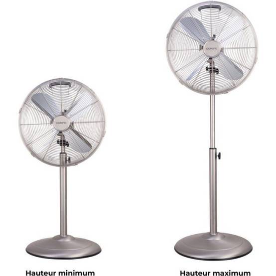 Ventilateur sur pied 40 cm OCEANIC - 3 vitesses - Puissance 50 W - Hauteur réglable 90 a 125 cm - Pales en aluminium - Métal b - Image 3