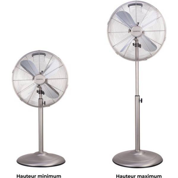 Ventilateur sur pied 40 cm OCEANIC - 3 vitesses - Puissance 50 W - Hauteur réglable 90 a 125 cm - Pales en aluminium - Métal b - Image 3