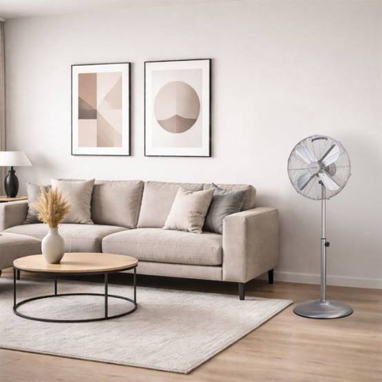 Ventilateur sur pied 40 cm OCEANIC - 3 vitesses - Puissance 50 W - Hauteur réglable 90 a 125 cm - Pales en aluminium - Métal b - Image 2