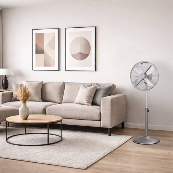 Ventilateur sur pied 40 cm OCEANIC - 3 vitesses - Puissance 50 W - Hauteur réglable 90 a 125 cm - Pales en aluminium - Métal b - Image 2