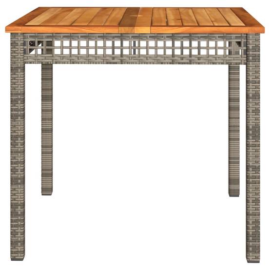 Table à Manger de Jardin Carrée 80cm 4 Personnes, Résine Tressée Grise et Plateau Bois d'Acacia – ComfortXL Outdoor Living - Image 5