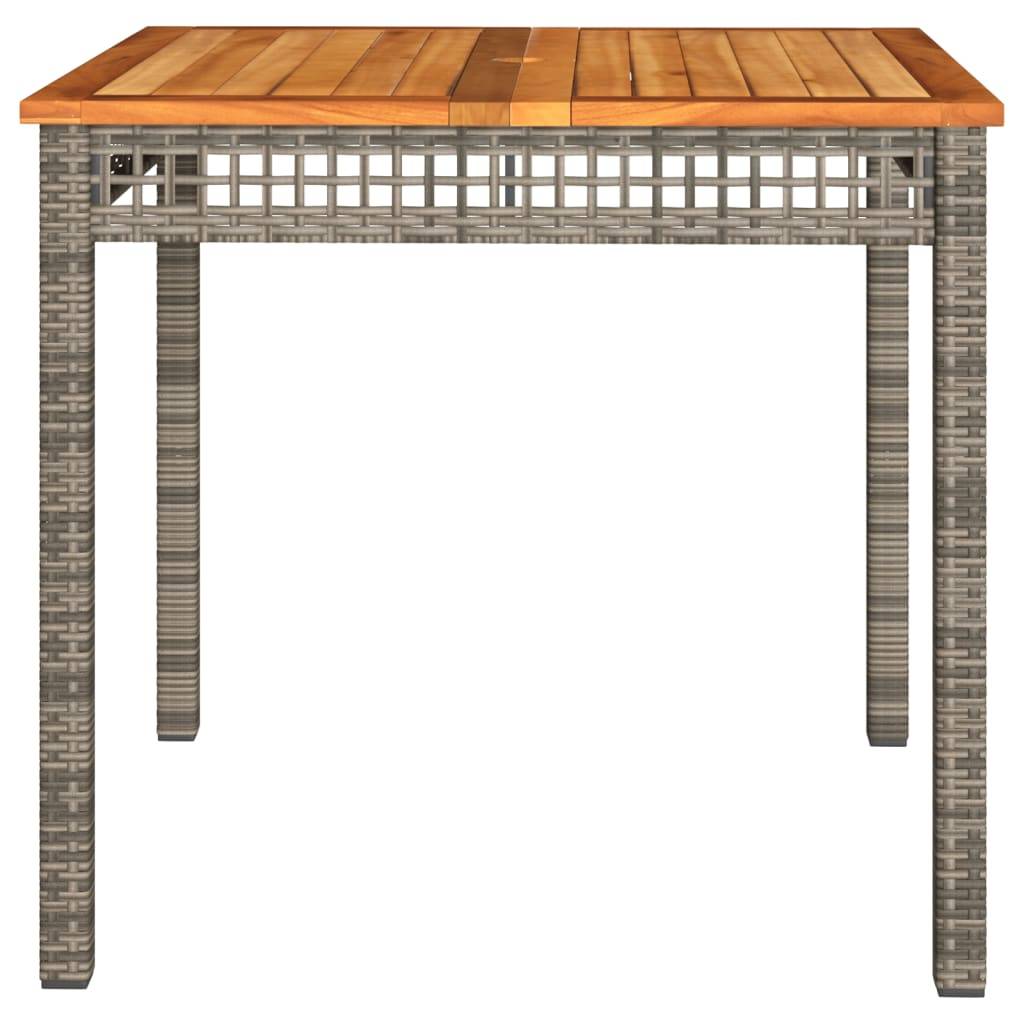 Table à Manger de Jardin Carrée 80cm 4 Personnes, Résine Tressée Grise et Plateau Bois d'Acacia – ComfortXL Outdoor Living - Image 5