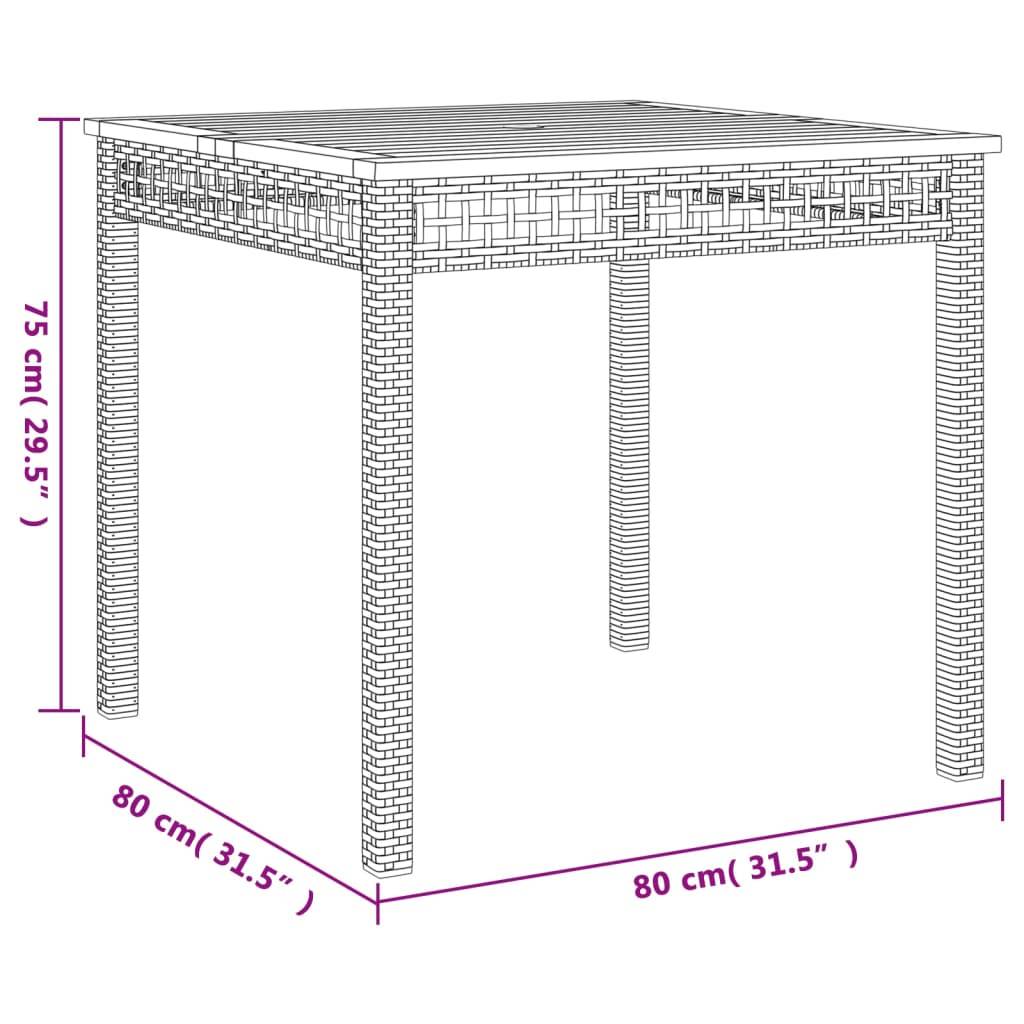 Table à Manger de Jardin Carrée 80cm 4 Personnes, Résine Tressée Grise et Plateau Bois d'Acacia – ComfortXL Outdoor Living - Image 8
