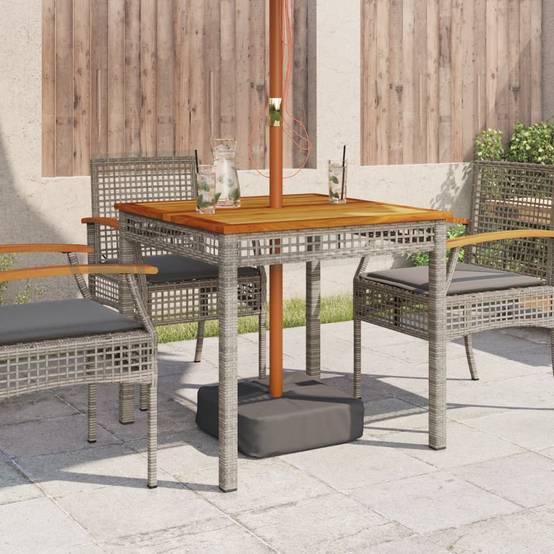 Table à Manger de Jardin Carrée 80cm 4 Personnes, Résine Tressée Grise et Plateau Bois d'Acacia – ComfortXL Outdoor Living - Image 3