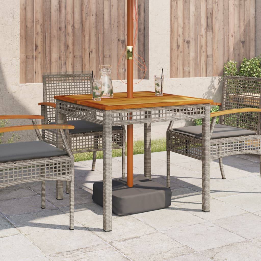 Table à Manger de Jardin Carrée 80cm 4 Personnes, Résine Tressée Grise et Plateau Bois d'Acacia – ComfortXL Outdoor Living - Image 3