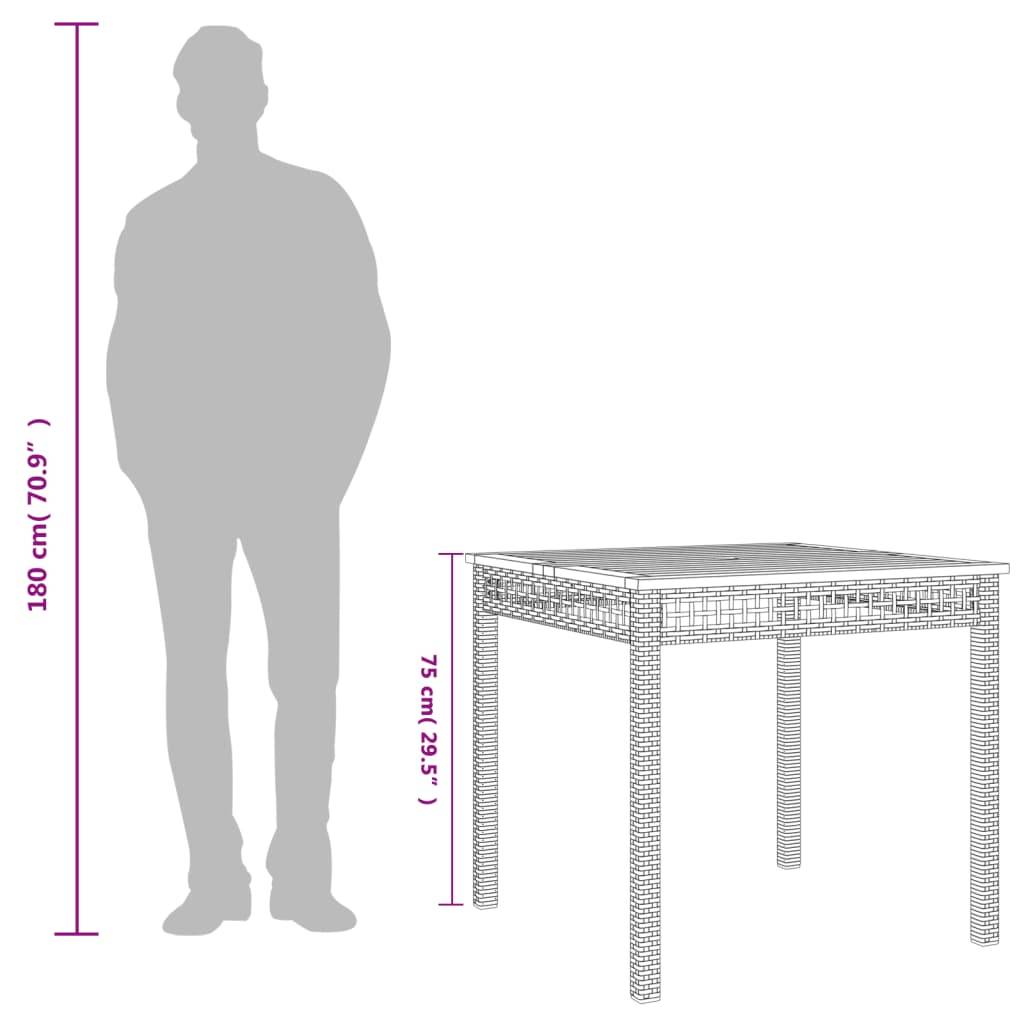 Table à Manger de Jardin Carrée 80cm 4 Personnes, Résine Tressée Grise et Plateau Bois d'Acacia – ComfortXL Outdoor Living - Image 9