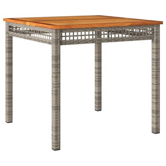 Table à Manger de Jardin Carrée 80cm 4 Personnes, Résine Tressée Grise et Plateau Bois d'Acacia – ComfortXL Outdoor Living - Image 2