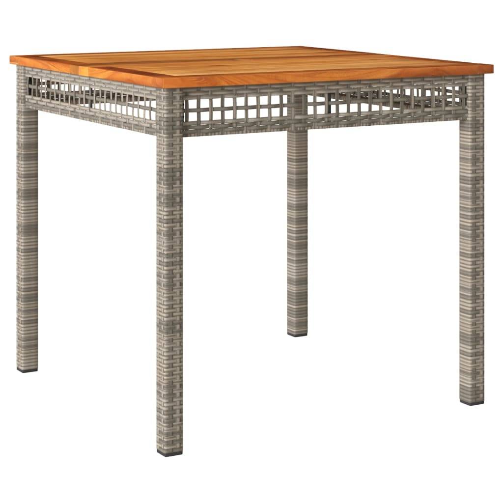 Table à Manger de Jardin Carrée 80cm 4 Personnes, Résine Tressée Grise et Plateau Bois d'Acacia – ComfortXL Outdoor Living - Image 2