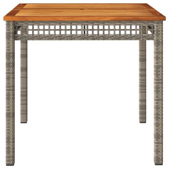 Table à Manger de Jardin Carrée 80cm 4 Personnes, Résine Tressée Grise et Plateau Bois d'Acacia – ComfortXL Outdoor Living - Image 4