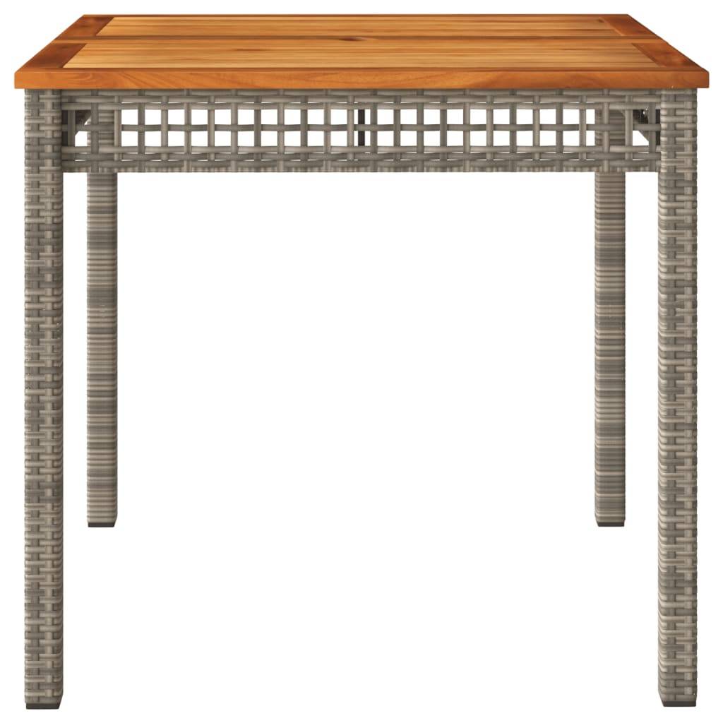 Table à Manger de Jardin Carrée 80cm 4 Personnes, Résine Tressée Grise et Plateau Bois d'Acacia – ComfortXL Outdoor Living - Image 4