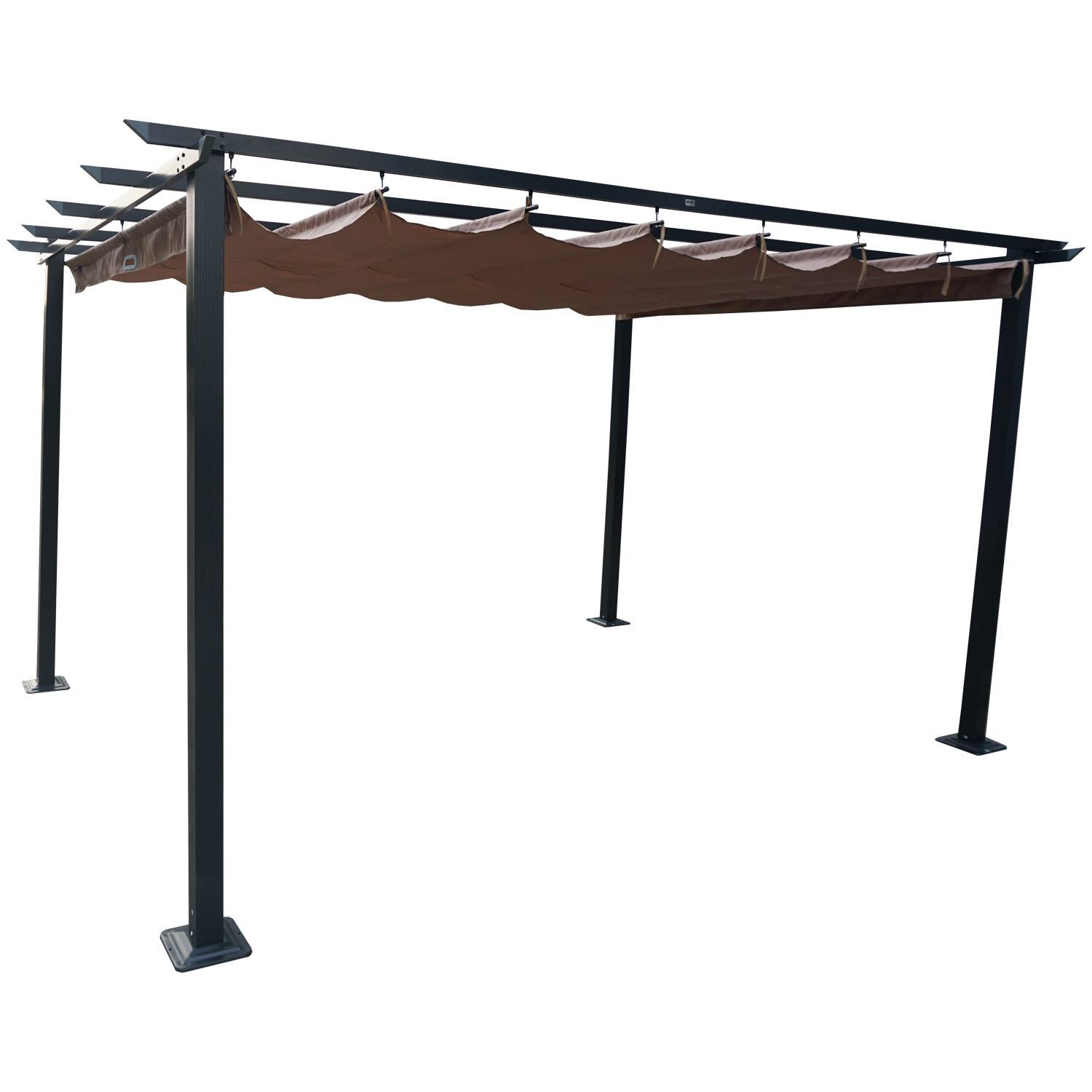Autre - Tonnelle/Pergola en aluminium 3x4m toile coulissante rétractable - anthracite taupe - HAVANA - Imagen 2