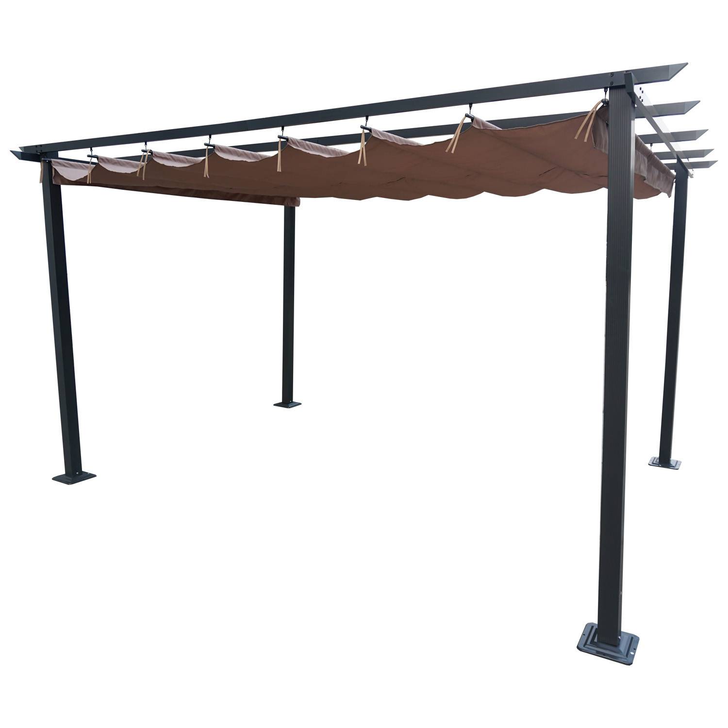Autre - Tonnelle/Pergola en aluminium 3x4m toile coulissante rétractable - anthracite taupe - HAVANA - Imagen 1