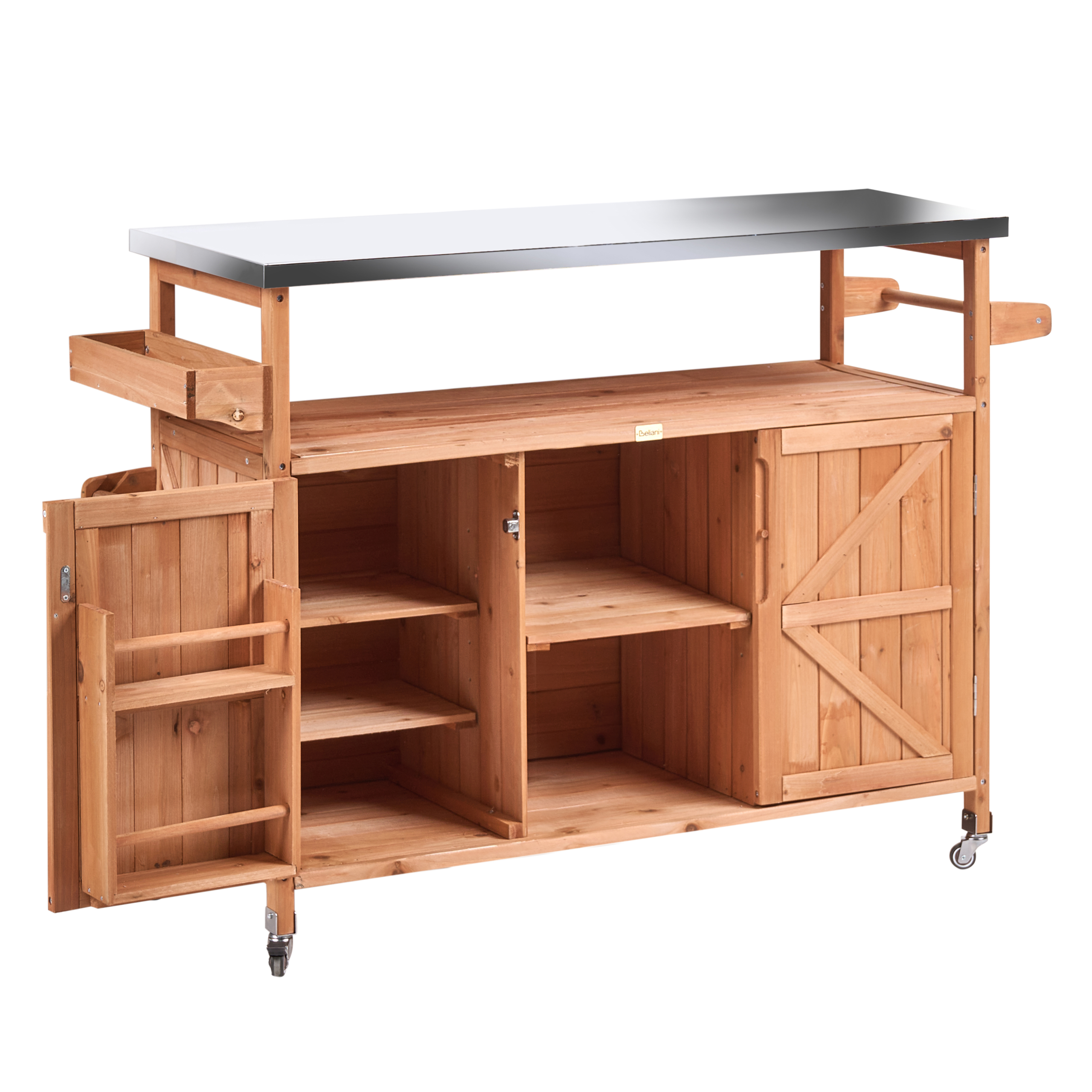 Beliani - Cuisine de jardin Bois de sapin Marron clair SCANNO - 128x43x92- Beliani - Image 4