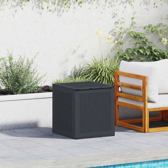 Boîte de Rangement Compacte Polypropylène pour Jardin Balcon Résistant Intempéries Anthracite 55 cm – ComfortXL Outdoor Living - Image 1