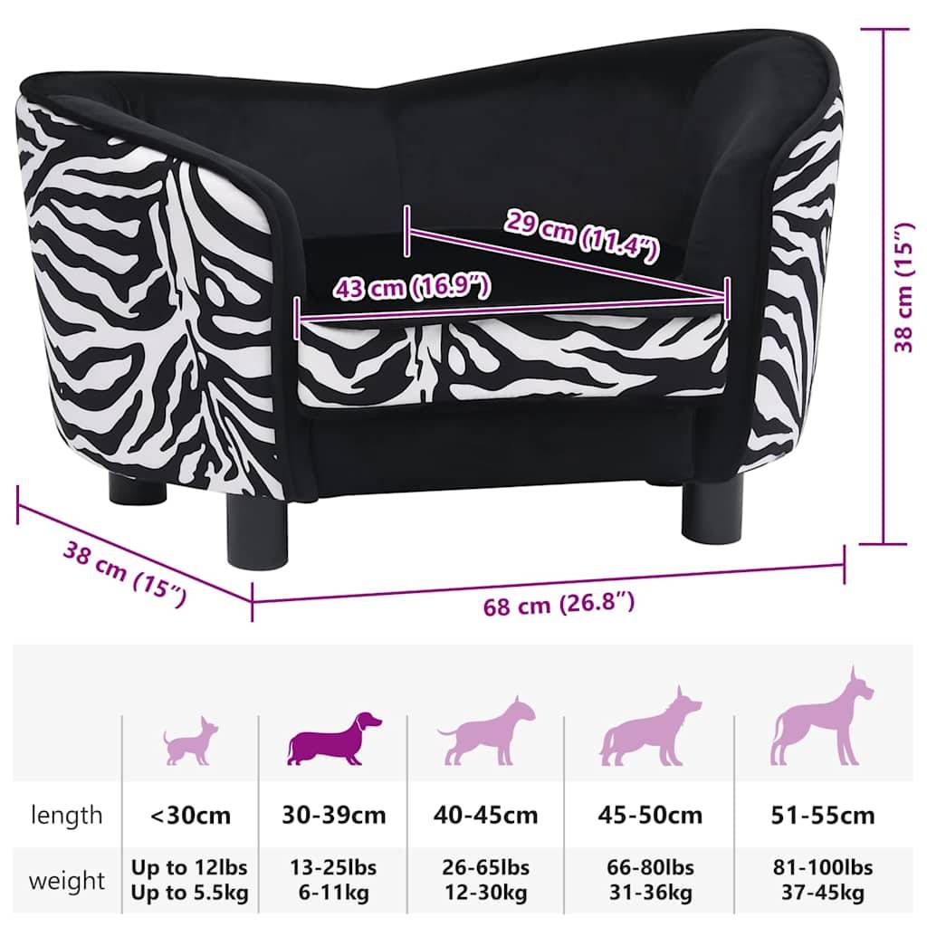 Vidaxl - Canapé pour chien Noir 68x38x38 cm Peluche vidaXL 170962 - Imagen 3