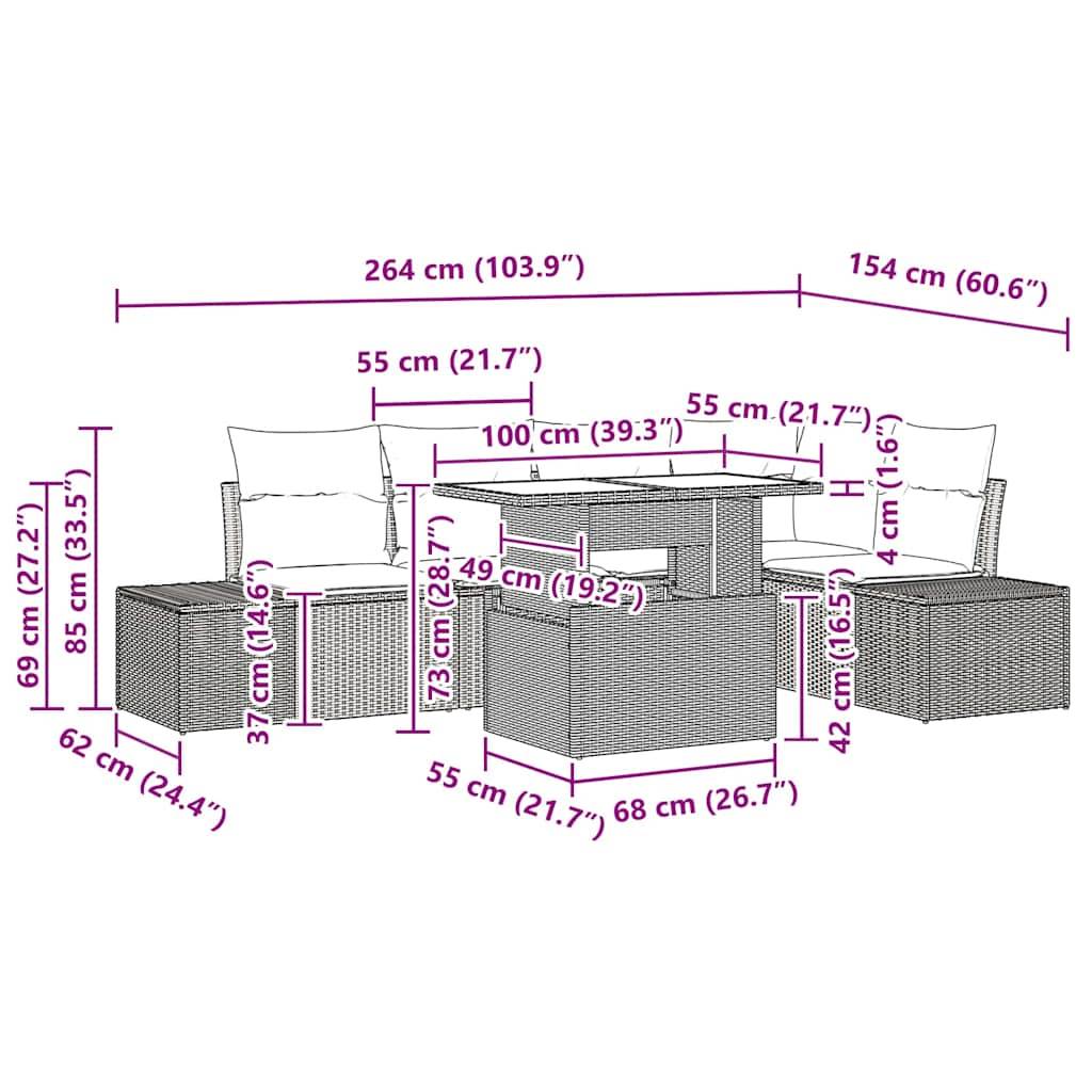 Salon de jardin 5 places en poly rotin avec table basse en verre trempé Noir – ComfortXL Outdoor Living - Image 3