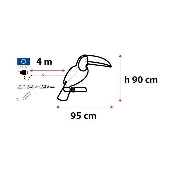 Lotti - Lampe néon déco toucan 560 LED bleu et orange 90x95 cm IP44 24V Lotti - Imagen 2