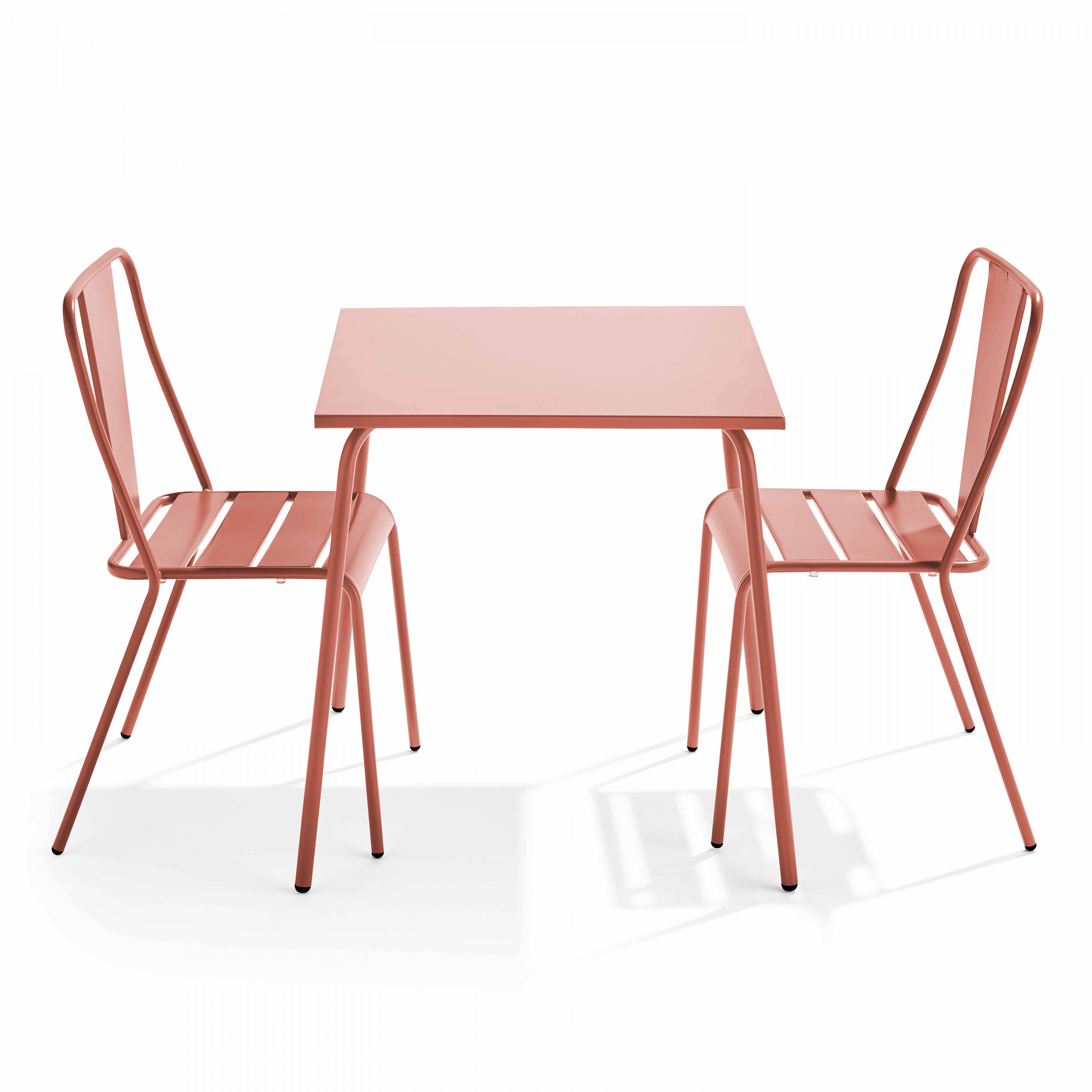 Oviala - Ensemble table de jardin carrée et 2 chaises bistrot argile Palavas - Oviala - Imagen 1
