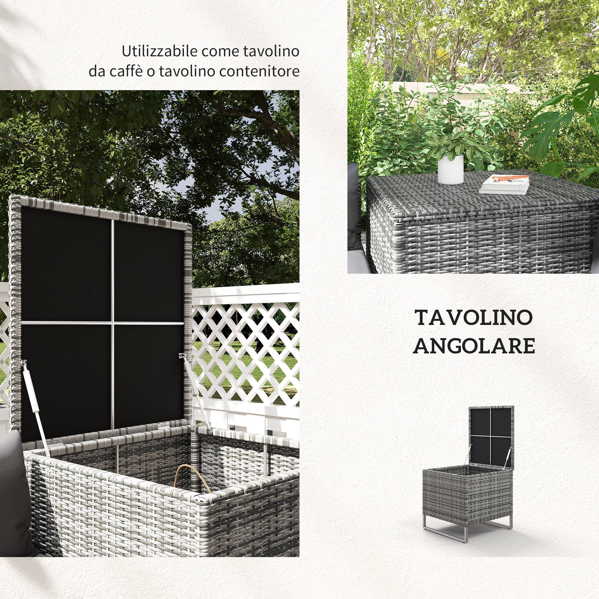 Ensemble jardin 4 pcs, 2 canapés 2 places, table basse et table haute, acier et rotin - Image 6