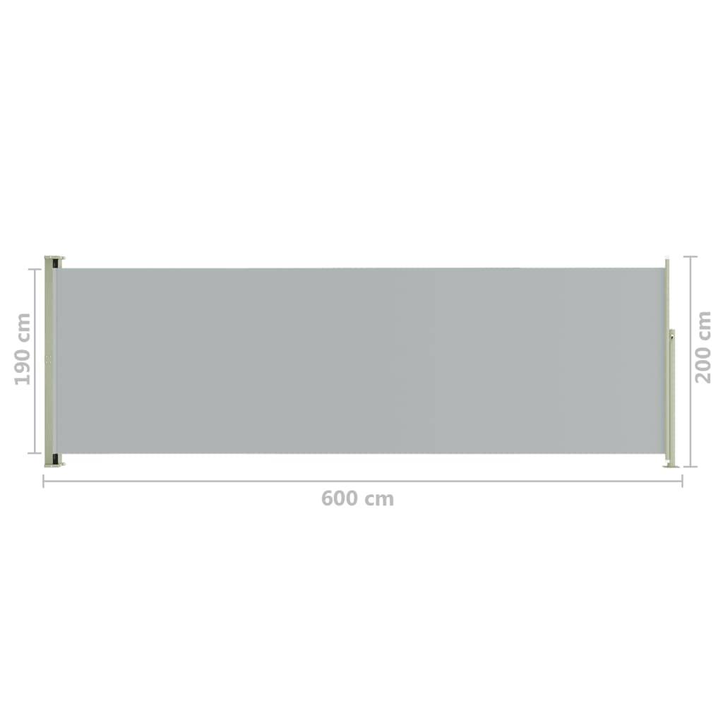 Helloshop26 - Auvent paravent store brise-vue latéral rétractable de patio jardin terrasse balcon protection visuelle écran 200 x 600 cm gris - Imagen 6