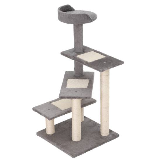 Arbre à chat PawHut 100 cm, poteaux sisal, grande plateforme, griffoir multi niveaux, petits chats - Image 2