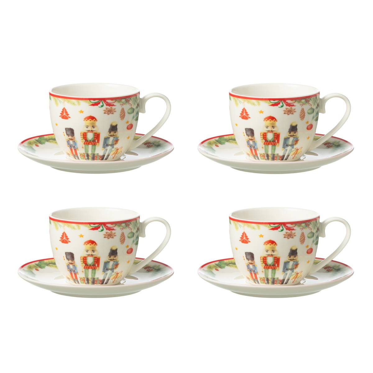 Lot de 4 Tasses à Thé & Sous-Tasses "Casse-Noisette" 22cl Blanc - Image 1