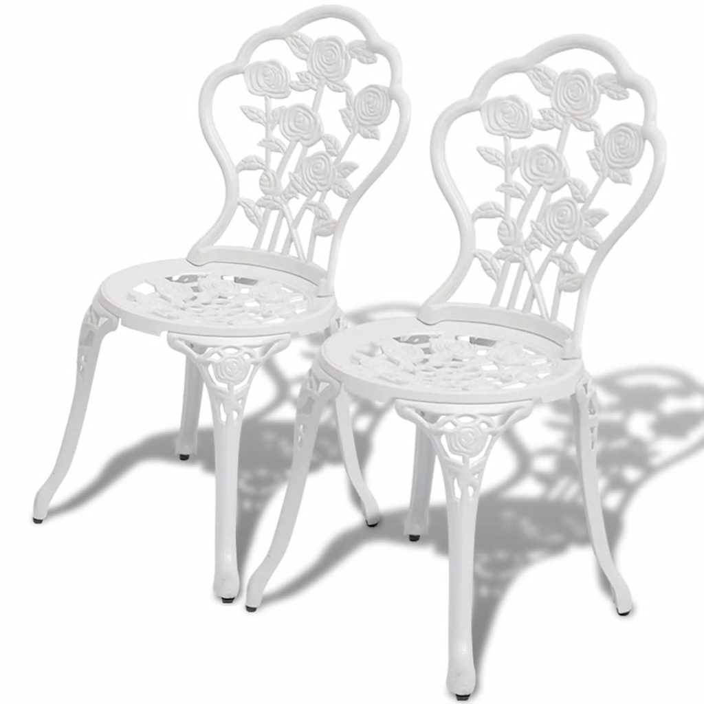 Vidaxl - Ensemble de bistro 3 pcs-Salons de jardin Aluminium coulé Blanc 328791 - Image 3
