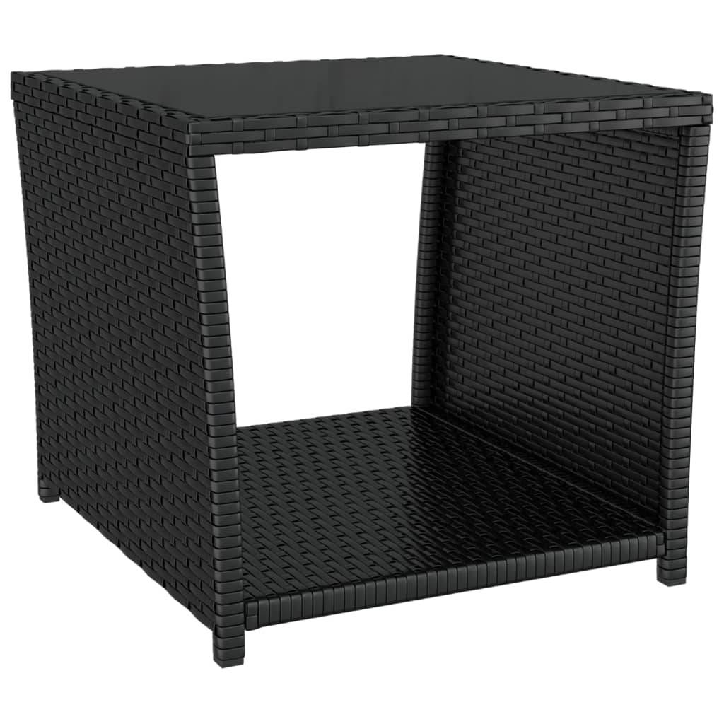Helloshop26 - Ensemble de salon de jardin meuble d'extérieur ensemble de mobilier 3 pièces noir poly rotin et acier - Imagen 4