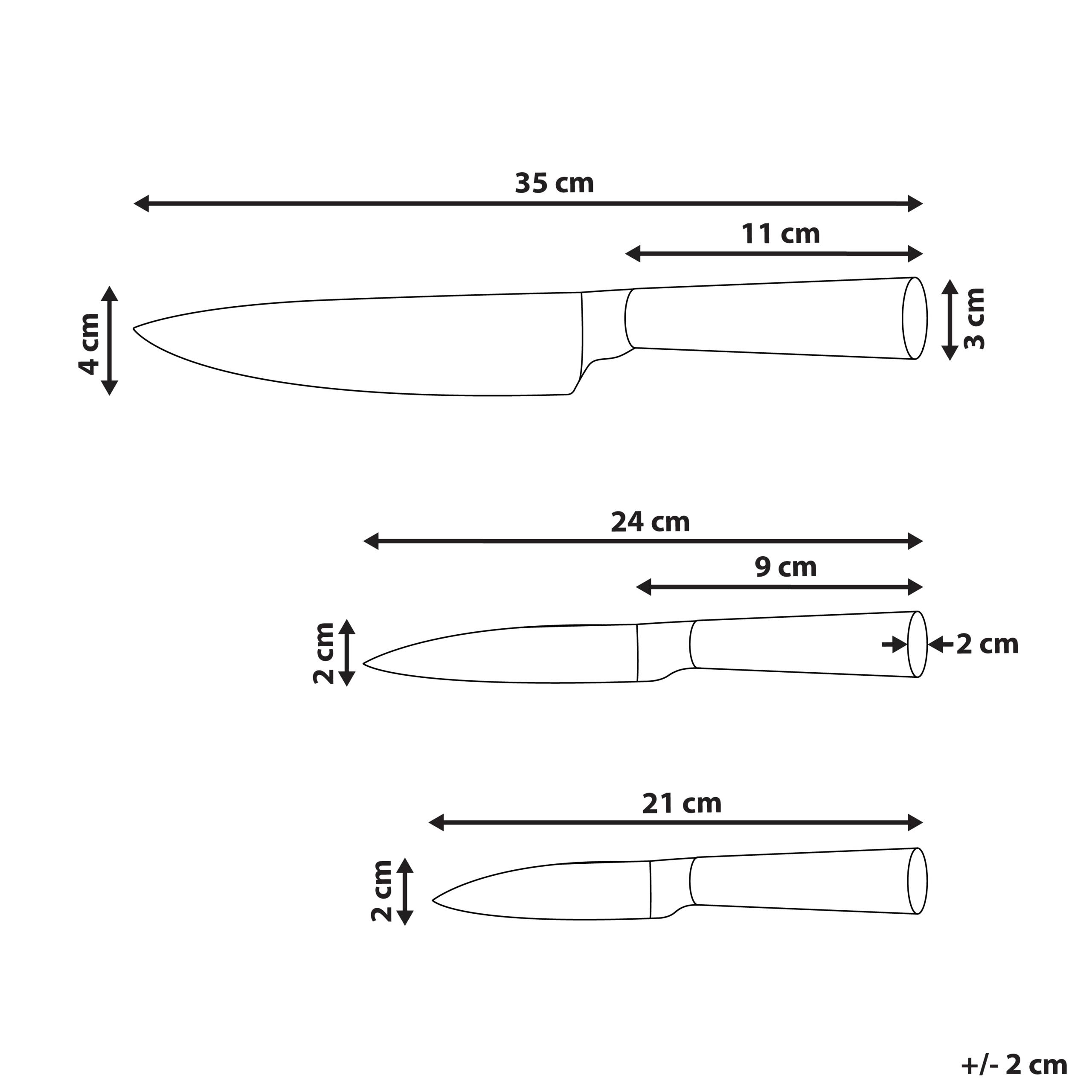 Beliani - Ensemble de couteaux de cuisine Acier inox Marron TOCHIGI - 35x4x3- Beliani - Image 3