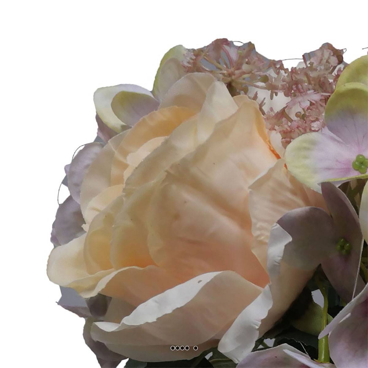Bouquet de fausses roses et hortensias H 30 cm 6 têtes Blanc-vert - couleur: Blanc-vert - Image 3