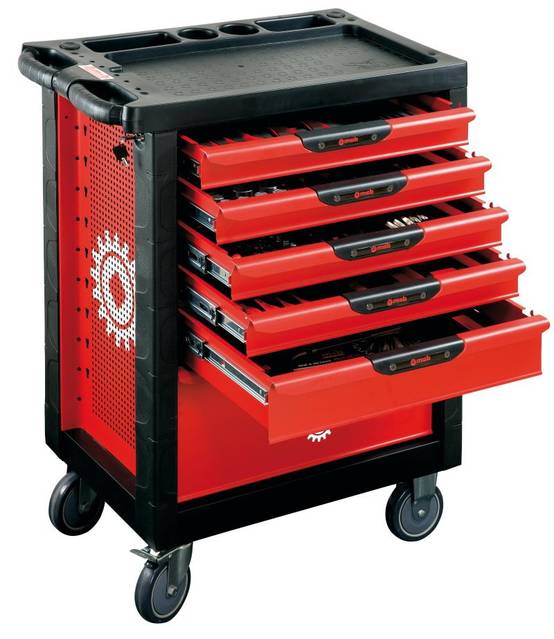Servante d'atelier PROLINER rouge 6 tiroirs – 133 outils - MOB - Image 1