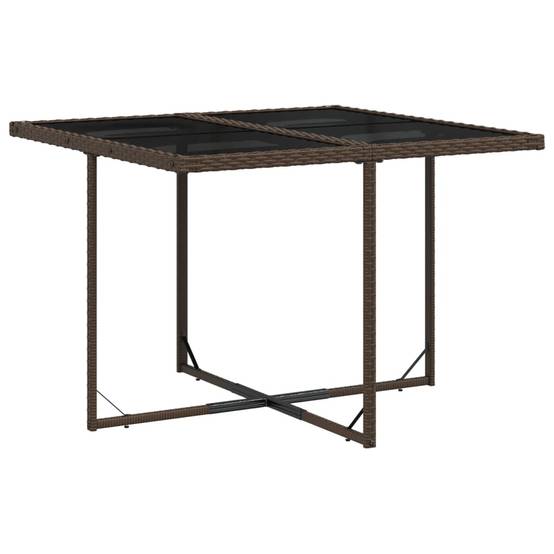 Salon de Jardin 4 Personnes Résine Tressée Encastrable Table Verre Marron – ComfortXL Outdoor Living - Image 4