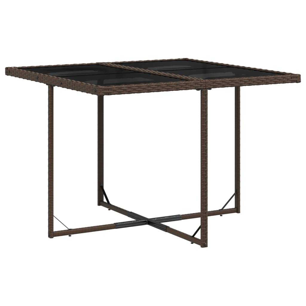 Salon de Jardin 4 Personnes Résine Tressée Encastrable Table Verre Marron – ComfortXL Outdoor Living - Image 4