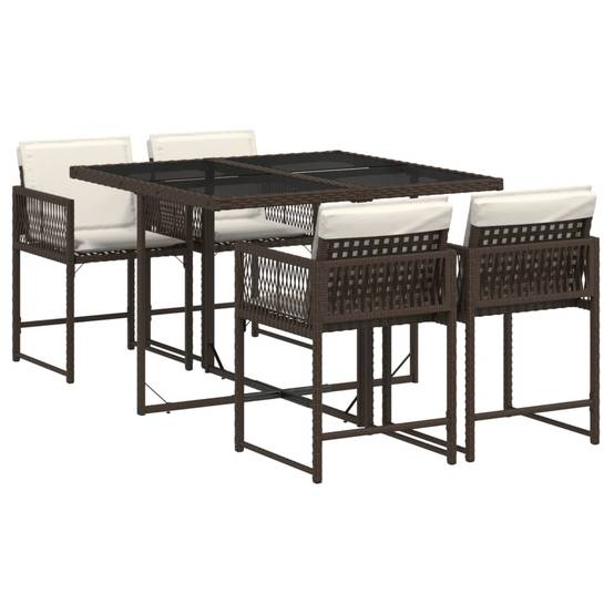 Salon de Jardin 4 Personnes Résine Tressée Encastrable Table Verre Marron – ComfortXL Outdoor Living - Image 2