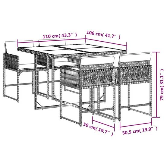 Salon de Jardin 4 Personnes Résine Tressée Encastrable Table Verre Marron – ComfortXL Outdoor Living - Image 6