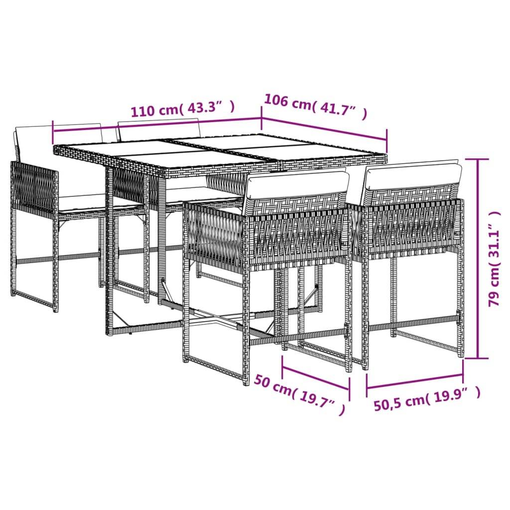 Salon de Jardin 4 Personnes Résine Tressée Encastrable Table Verre Marron – ComfortXL Outdoor Living - Image 6