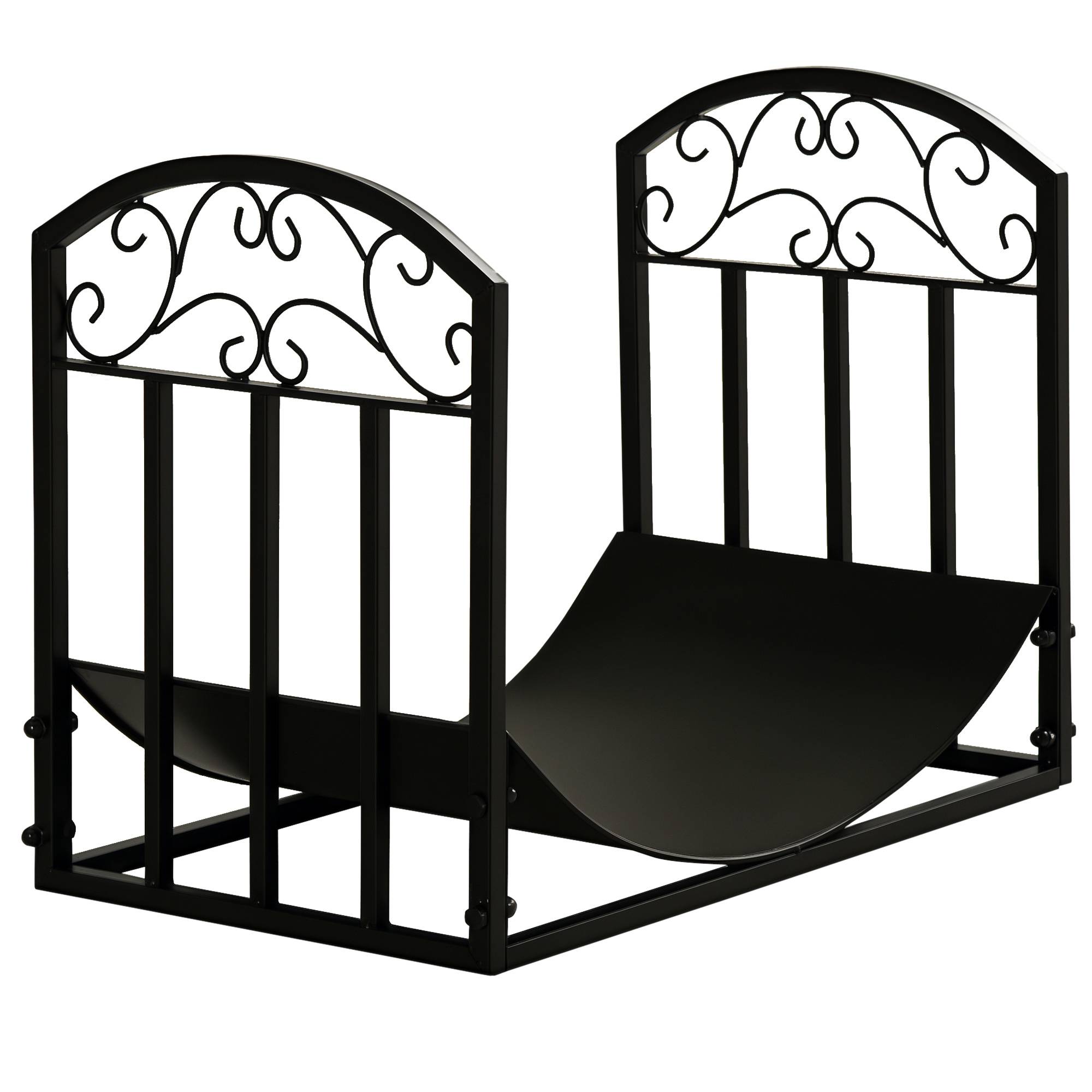 ComfortXL - Porte-bûches de cheminée en métal noir style fer forgé 60,5 x 36 x 46,5 cm pour salon ou terrasse 60 kg - Image 2