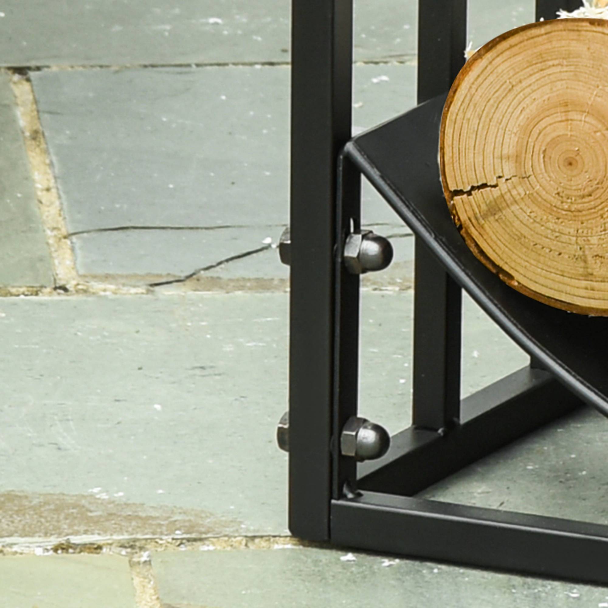 ComfortXL - Porte-bûches de cheminée en métal noir style fer forgé 60,5 x 36 x 46,5 cm pour salon ou terrasse 60 kg - Image 9