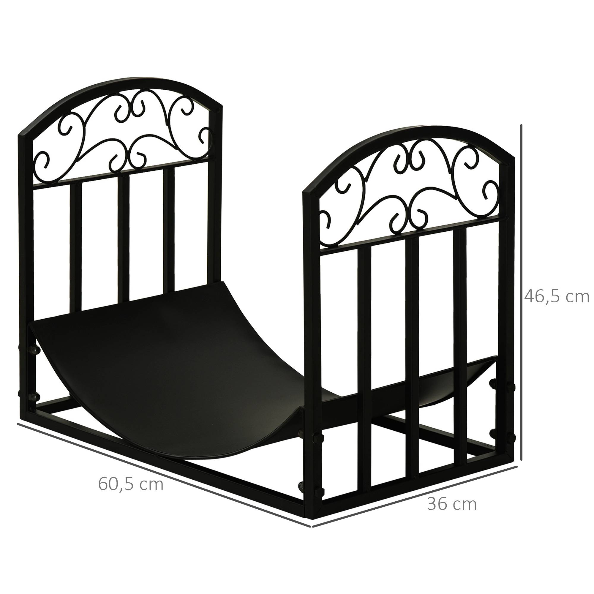 ComfortXL - Porte-bûches de cheminée en métal noir style fer forgé 60,5 x 36 x 46,5 cm pour salon ou terrasse 60 kg - Image 3
