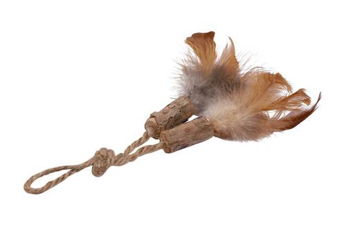 Wouapy - Juguete de corcho con plumas para gatos, madera de matatabi, 18 cm M - WOUAPY