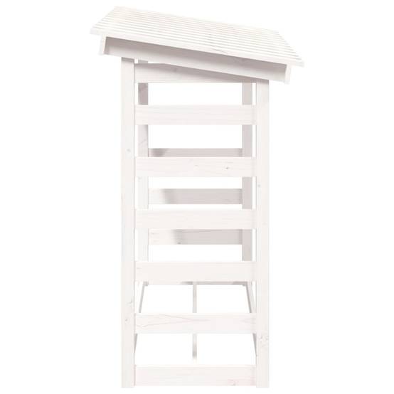 Range-bûches en Bois de Pin Blanc avec Toit Stockage Extérieur 108x65x110cm - ComfortXL Outdoor Living - Image 6