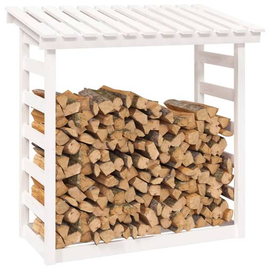 Range-bûches en Bois de Pin Blanc avec Toit Stockage Extérieur 108x65x110cm - ComfortXL Outdoor Living - Image 4