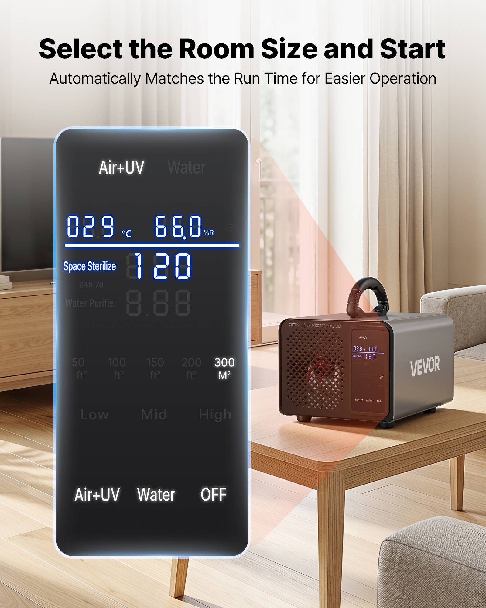 VEVOR Générateur d'Ozone Purificateur d'Air 36000 mg/h Écran Tactile Max. 300 ㎡ - Image 4