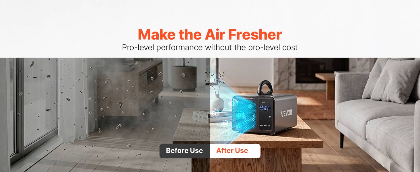 VEVOR Générateur d'Ozone Purificateur d'Air 36000 mg/h Écran Tactile Max. 300 ㎡ - Image 9