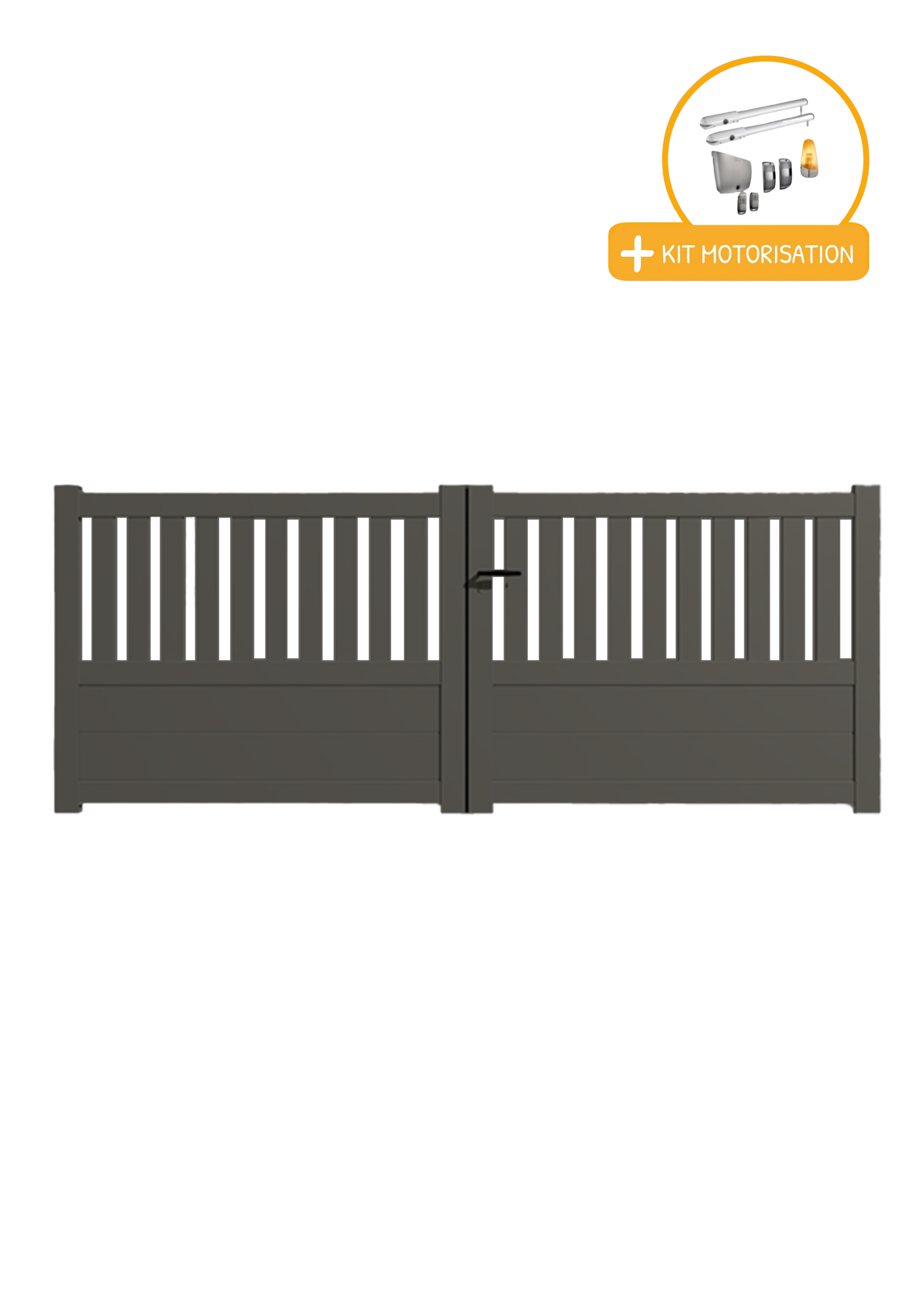 Portail Packit - Portail alu battant semi-ajouré en kit +MOT dim. L.4000 (entre piliers) X H.1300 mmMOT SGS Essential (vérins)  Gris Quartz (RAL 7039) - Imagen 1