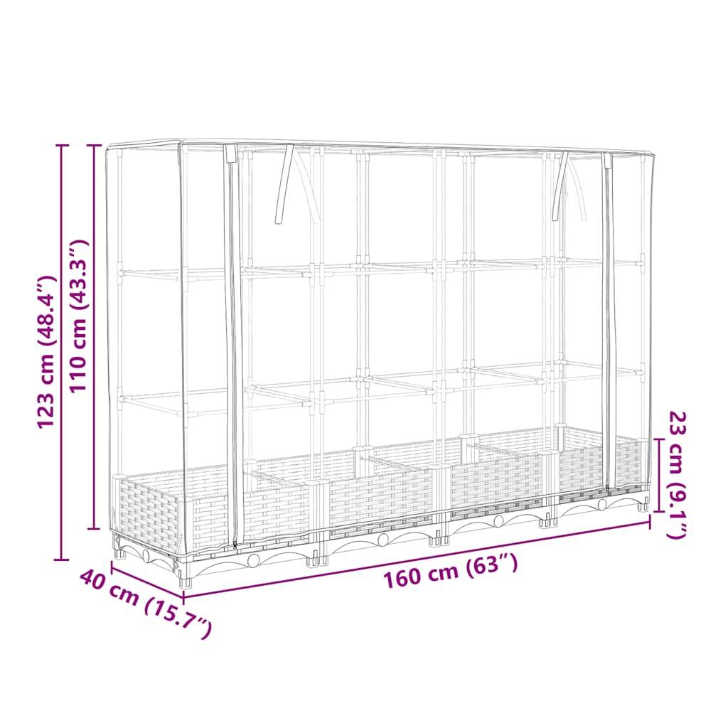 ComfortXL - Carré potager surélevé avec serre aspect rotin pour balcon jardin Noir 160x40cm – ComfortXL Outdoor Living - Image 9