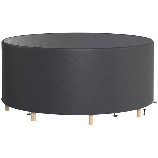 Housse de mobilier de jardin imperméable pour table ronde, tissu Oxford 420D pour jardin extérieur, Ø200 x 80 cm, noir - Image 2