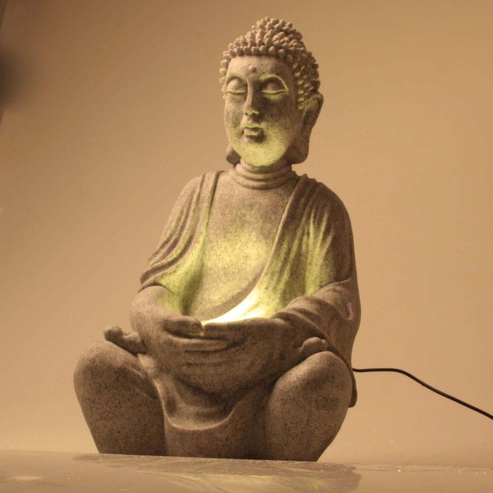 Stonelite - Fontaine bouddha assis position lotus 30 x 25 x 50 cm - Imagen 2