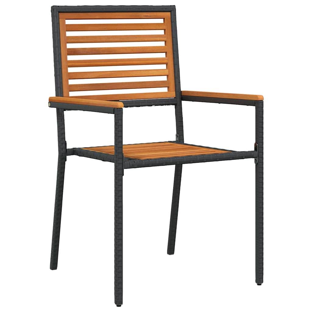 Ensemble salle à manger jardin 7 pcs Polyrotin Bois Acacia Noir et Marron 160 x 80 x 75 cm - PANGIVO - Image 5